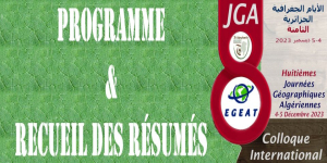 Programme des Huitièmes Journées Géographiques Algériennes